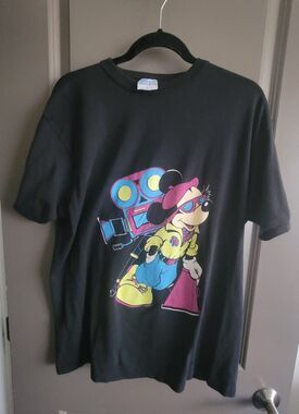 Vintage Mickey Mouse Director T-Shirt XL Black USA